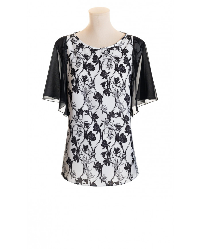 Blanco y negro con mangas de gasa