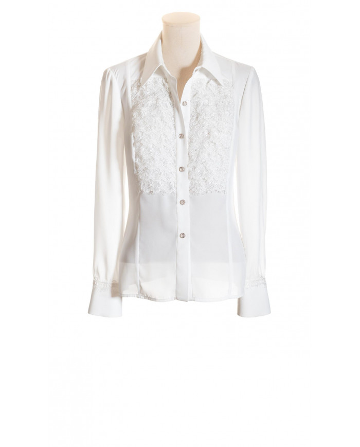 Blusa pechera de encajes horizontales