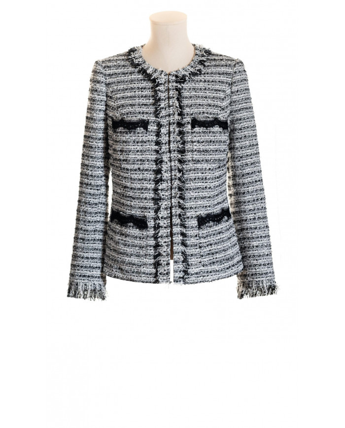 Tweed blanco y negro desflecado