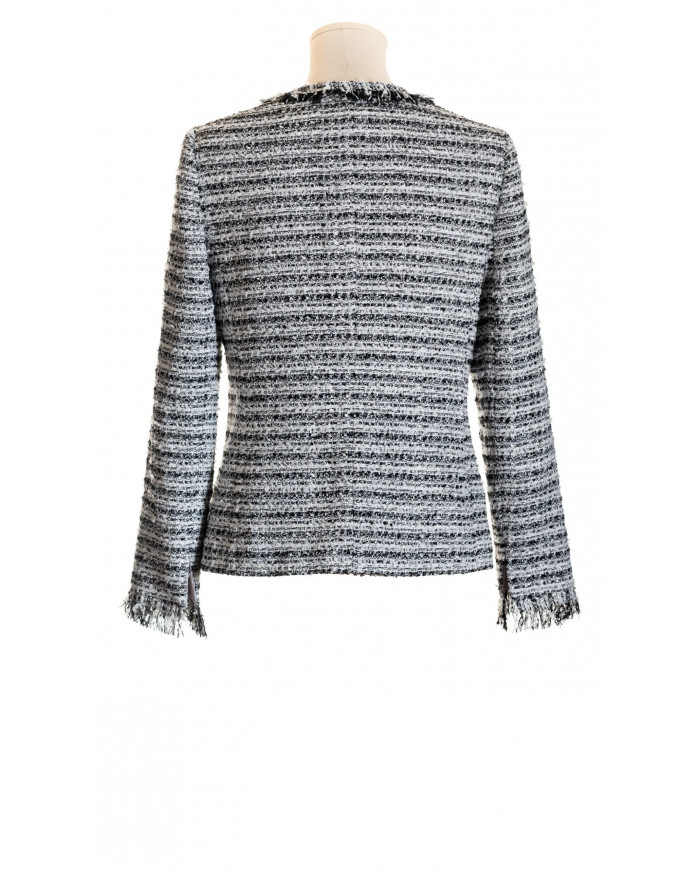 Tweed blanco y negro desflecado