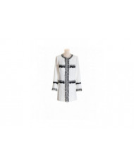 Tweed blanco y negro desflecado