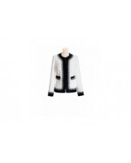Chaqueta levita con adornos en tweed y encaje