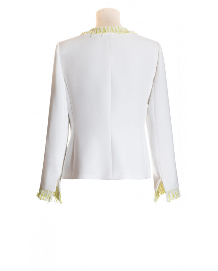 Chaqueta blanca con tweed en verde manzana