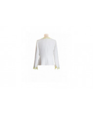 Chaqueta blanca con tweed en verde manzana