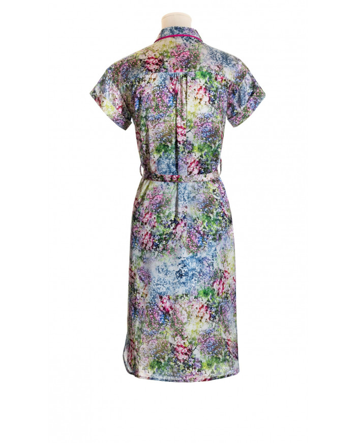 Multicolored floral shirt dress