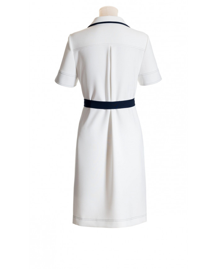 Vestido camisero "marinero" blanco-tachuelas